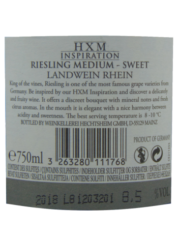 Thông tin rượu vang Riesling HXM - Inspiration