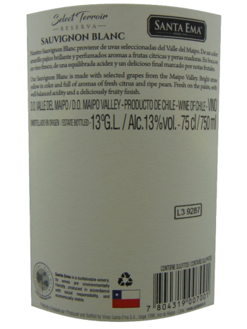 Thông tin rượu vang Santa Ema Sauvignon Blanc