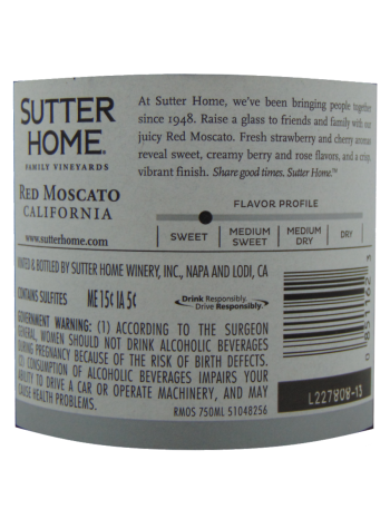 Thông tin rượu vang Sutter Home Red Moscato