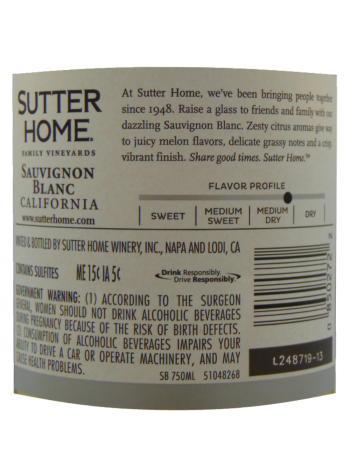 Thông tin rượu vang Sutter Home Sauvignon Blanc