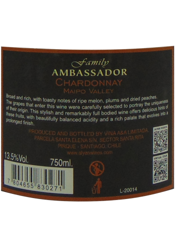 Thông tin chai Alyan Family Chardonnay