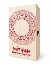 Hộp gỗ đôi hoa văn Trống Đồng