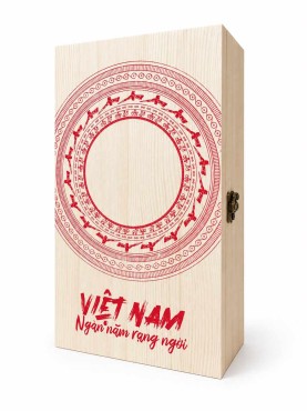 Hộp gỗ đôi hoa văn Trống Đồng