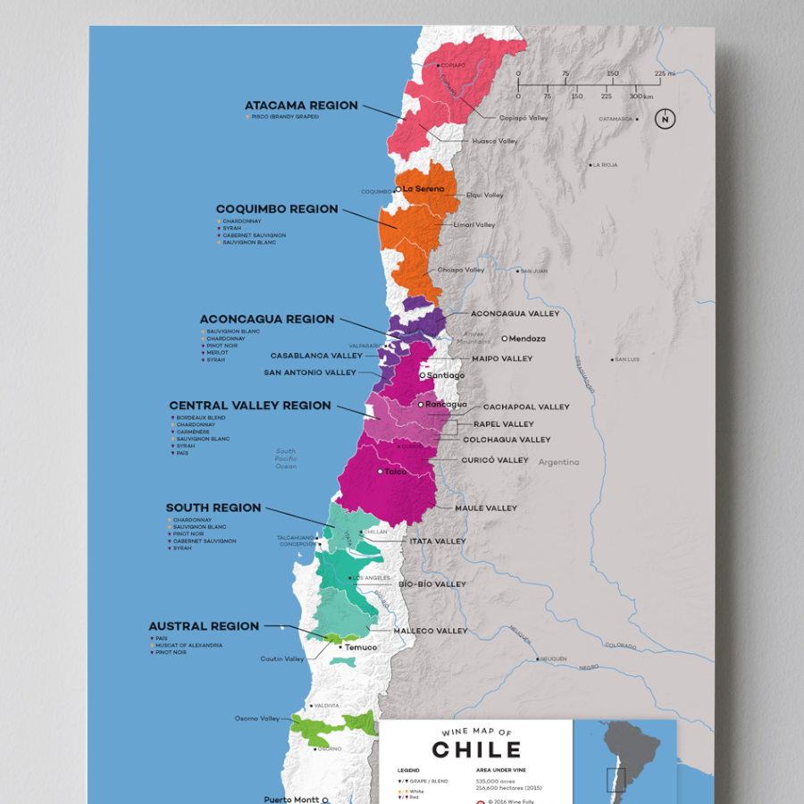 Các vùng sản xuất rượu vang Chile